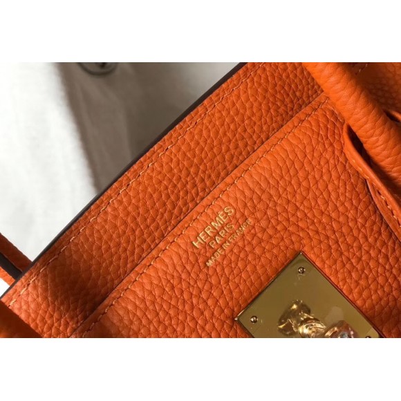 H**mes birkin 30 bag in orange clemence leather with ghw