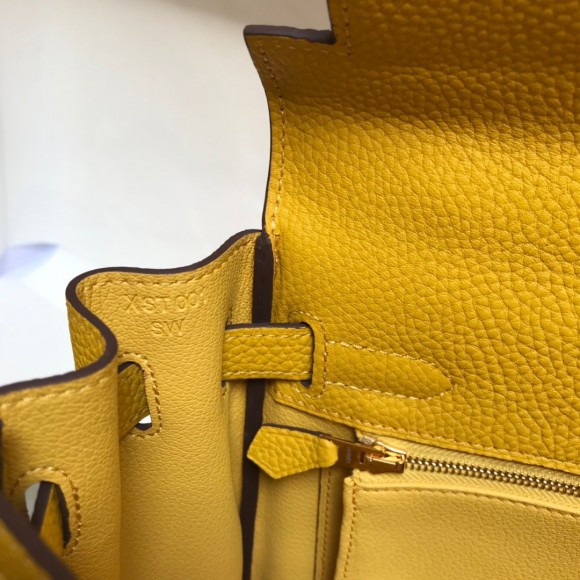 H**mes kelly 32cm retourne bag in yellow clemence leather ghw