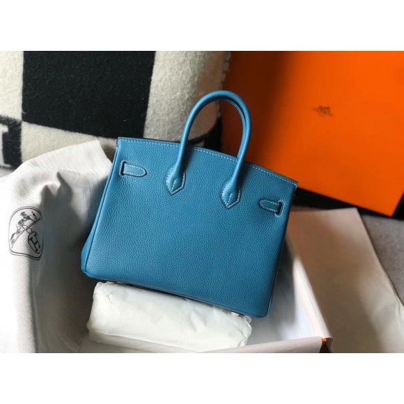 H**mes birkin 25 bag in blue jean clemence leather with ghw