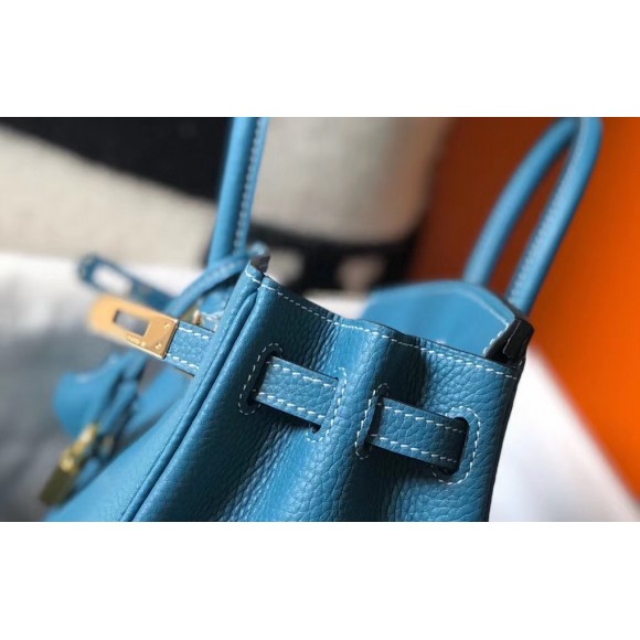 H**mes birkin 25 bag in blue jean clemence leather with ghw