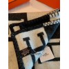 Hermes Avalon Throw Blanket in Black Wool and Cashmere