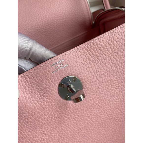 Hermes Lindy 26 Handmade Bag In Rose Sakura Clemence Leather Hermes Lindy 26 Handmade Bag In Rose Sakura Clemence Leather