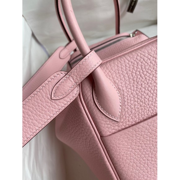 Hermes Lindy 26 Handmade Bag In Rose Sakura Clemence Leather Hermes Lindy 26 Handmade Bag In Rose Sakura Clemence Leather