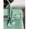 Hermes Birkin 25 Retourne Handmade Bag In Vert D'eau Matte Alligator Leather