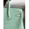 Hermes Birkin 25 Retourne Handmade Bag In Vert D'eau Matte Alligator Leather