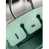 Hermes Birkin 25 Retourne Handmade Bag In Vert D'eau Matte Alligator Leather
