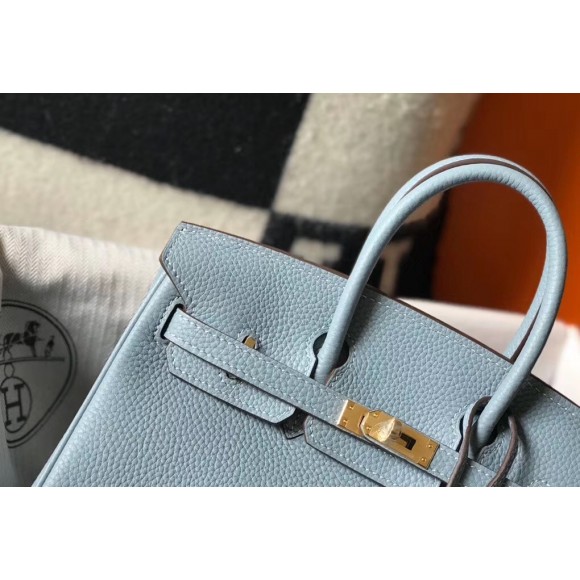 H**mes birkin 25 bag in blue lin clemence leather with ghw