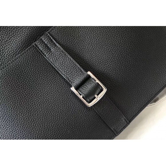 H**mes halzan 31cm bag in black clemence leather