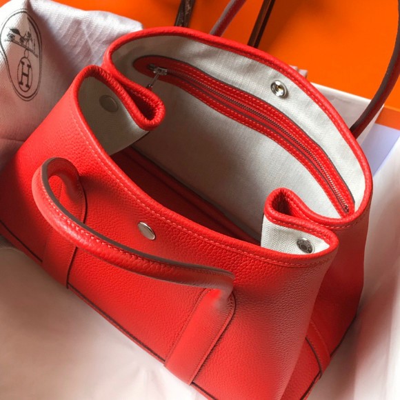 H**mes garden party 30 bag in red clemence leather