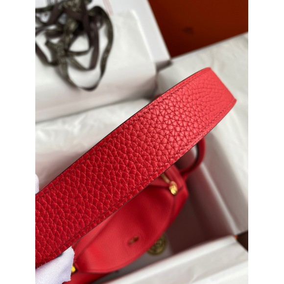 Hermes Lindy 26 Handmade Bag In Red Clemence Leather Hermes Lindy 26 Handmade Bag In Red Clemence Leather