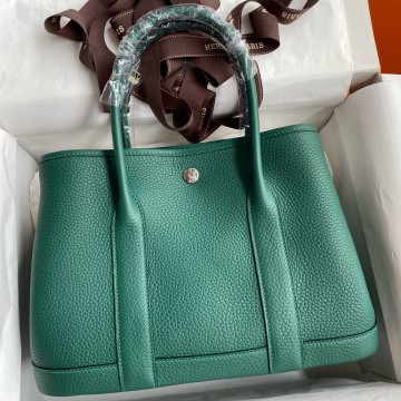 Hermes Garden Party 30 Handmade Bag in Malachite Clemence Leather Hermes Garden Party 30 Handmade Bag in Malachite Clemence Leather