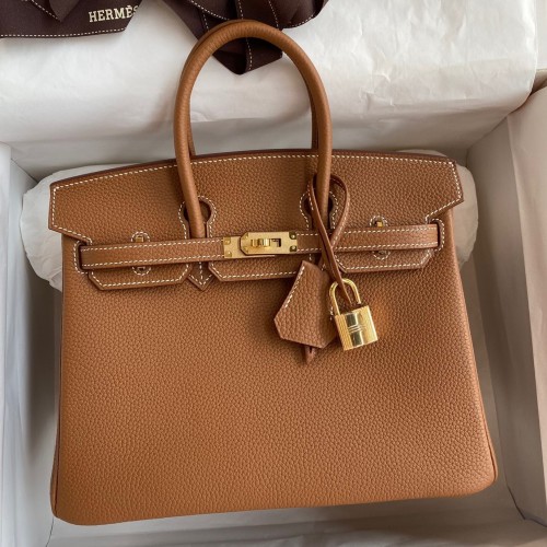 Hermes Birkin 25 Retourne Handmade Bag In Gold Clemence Leather Hermes Birkin 25 Retourne Handmade Bag In Gold Clemence Leather