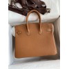Hermes Birkin 25 Retourne Handmade Bag In Gold Clemence Leather