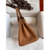Hermes Birkin 25 Retourne Handmade Bag In Gold Clemence Leather