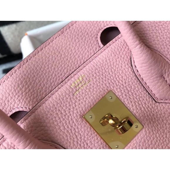 H**mes birkin 35 bag in pink clemence leather with ghw