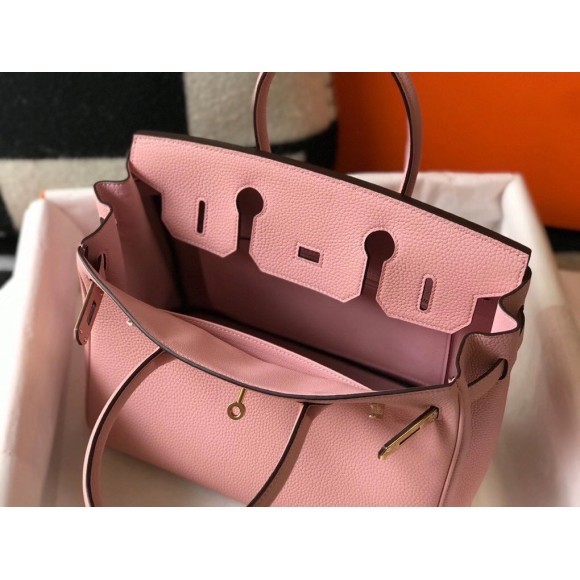 H**mes birkin 35 bag in pink clemence leather with ghw