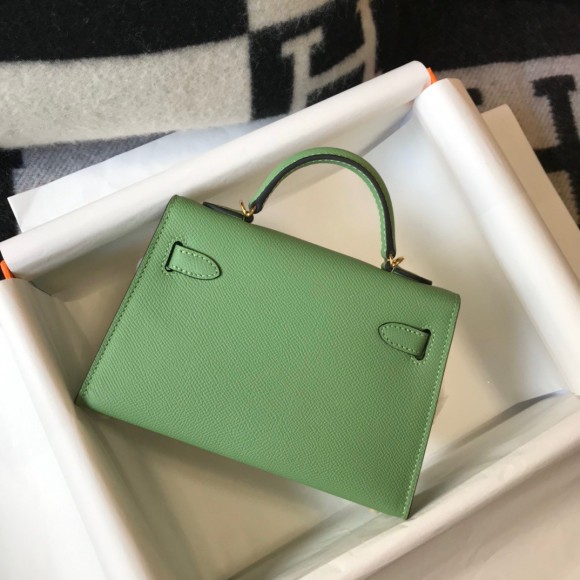 H**mes kelly mini ii sellier bag in vert criquet epsom leather ghw