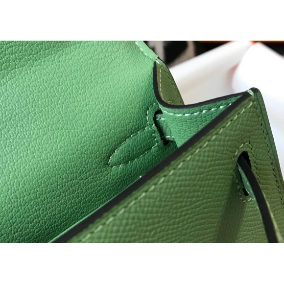 H**mes kelly mini ii sellier bag in vert criquet epsom leather ghw