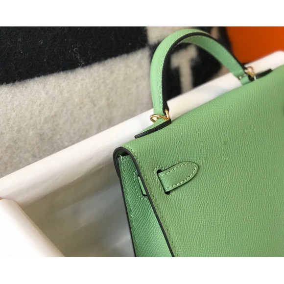 H**mes kelly mini ii sellier bag in vert criquet epsom leather ghw