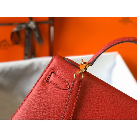 H**mes kelly 28cm sellier bag in red epsom calfskin ghw