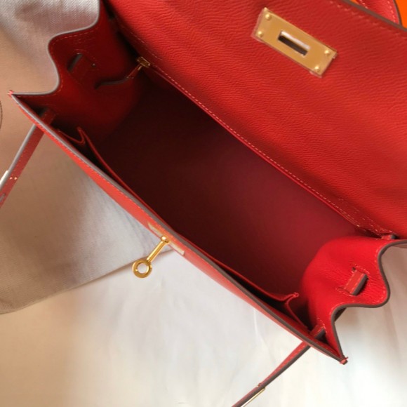 H**mes kelly 28cm sellier bag in red epsom calfskin ghw