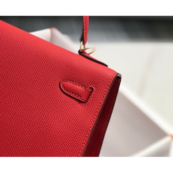 H**mes kelly 28cm sellier bag in red epsom calfskin ghw