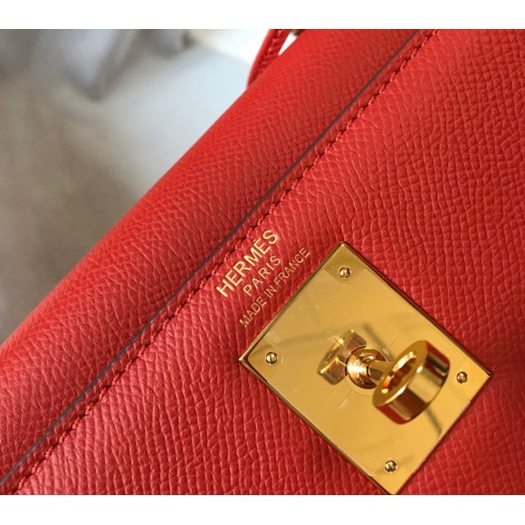 H**mes kelly 28cm sellier bag in red epsom calfskin ghw