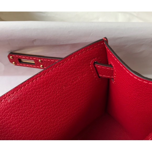 H**mes kelly pochette clutch bag in red epsom leather