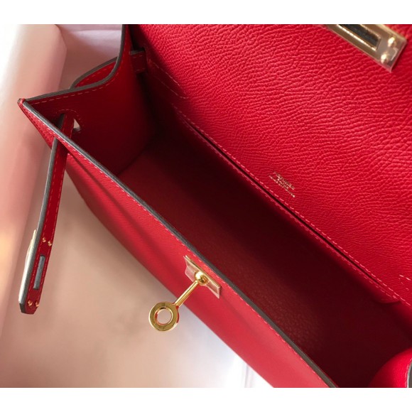 H**mes kelly pochette clutch bag in red epsom leather