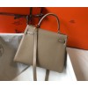 Hermes Kelly 25cm Retourne Bag in Tourterelle Clemence Leather GHW