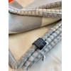 Hermes H Drapeau Blanket in Acier and Perle Cashmere