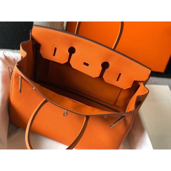 H**mes birkin 35 bag in orange clemence leather with ghw