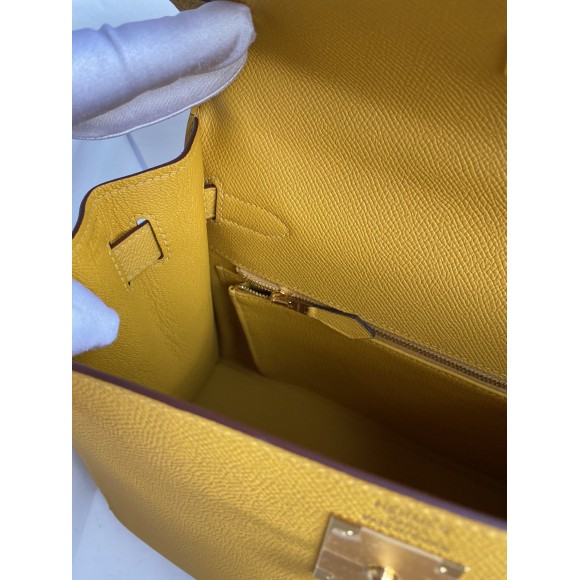 H**mes kelly sellier 28 handmade bag in jaune ambre epsom calfskin