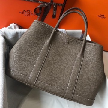 Hermes Garden Party 30 Bag In Taupe Clemence Leather Hermes Garden Party 30 Bag In Taupe Clemence Leather
