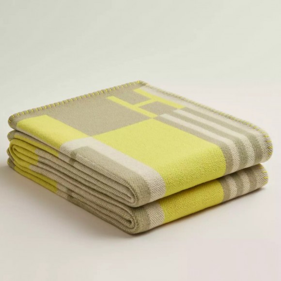 H**mes ithaque blanket in tilleul wool and cashmere