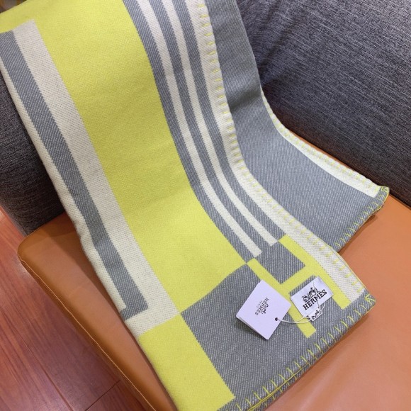 H**mes ithaque blanket in tilleul wool and cashmere