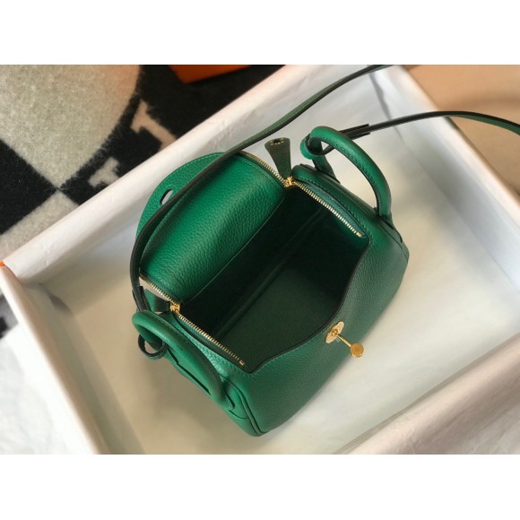 H**mes lindy mini bag in malachite clemence leather ghw