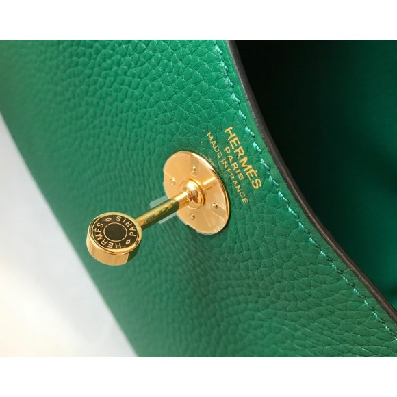 H**mes lindy mini bag in malachite clemence leather ghw