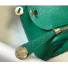 Hermes Lindy Mini Bag In Malachite Clemence Leather GHW