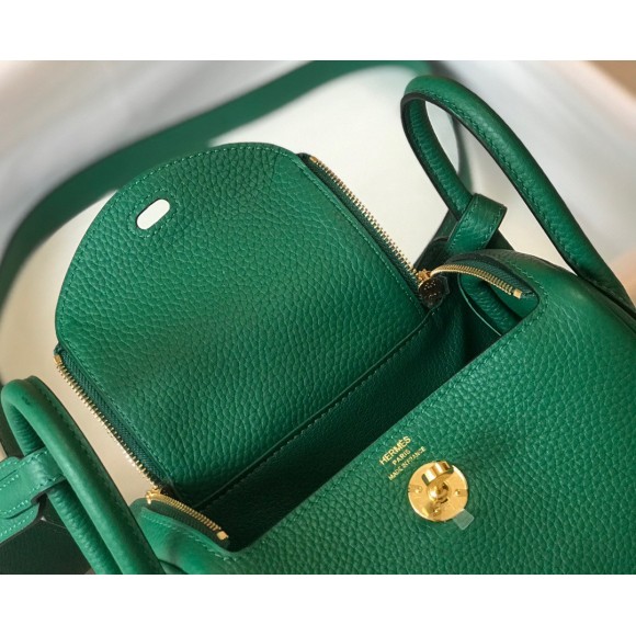 H**mes lindy mini bag in malachite clemence leather ghw