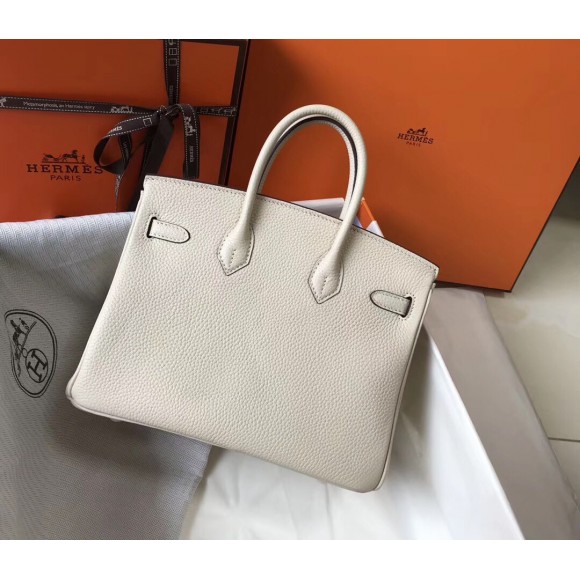 H**mes birkin 25 bag in beton clemence leather with ghw