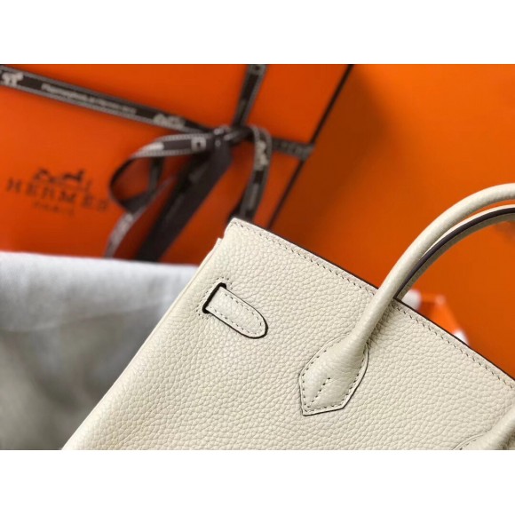 H**mes birkin 25 bag in beton clemence leather with ghw