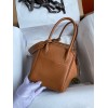 Hermes Lindy 26 Handmade Bag In Gold Clemence Leather