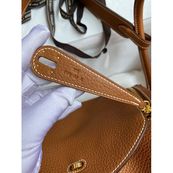 Hermes Lindy 26 Handmade Bag In Gold Clemence Leather Hermes Lindy 26 Handmade Bag In Gold Clemence Leather