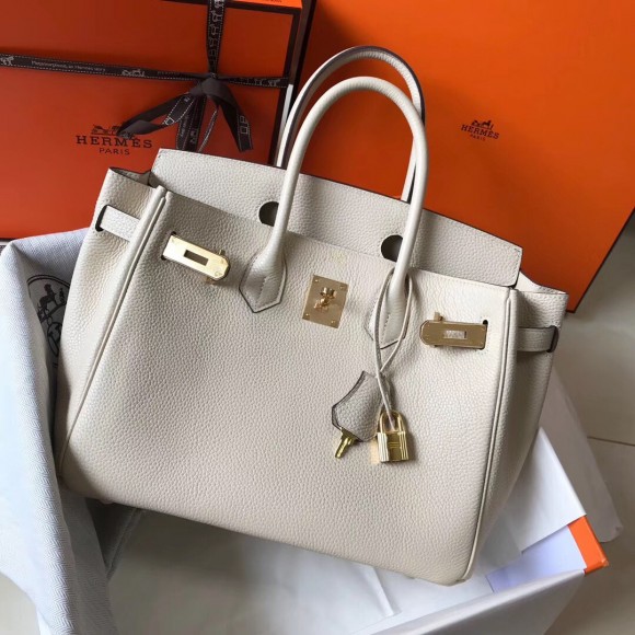 H**mes birkin 30 bag in beton clemence leather with ghw