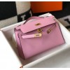 Hermes Kelly Pochette Clutch Bag In Mauve Sylvestre Epsom Leather