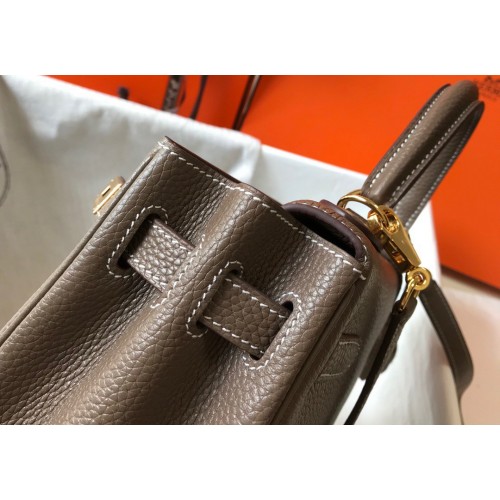 Hermes Kelly 25cm Retourne Bag in Taupe Clemence Leather GHW