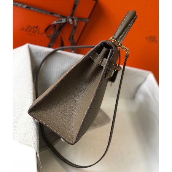 H**mes kelly 28cm sellier bag in taupe epsom calfskin ghw