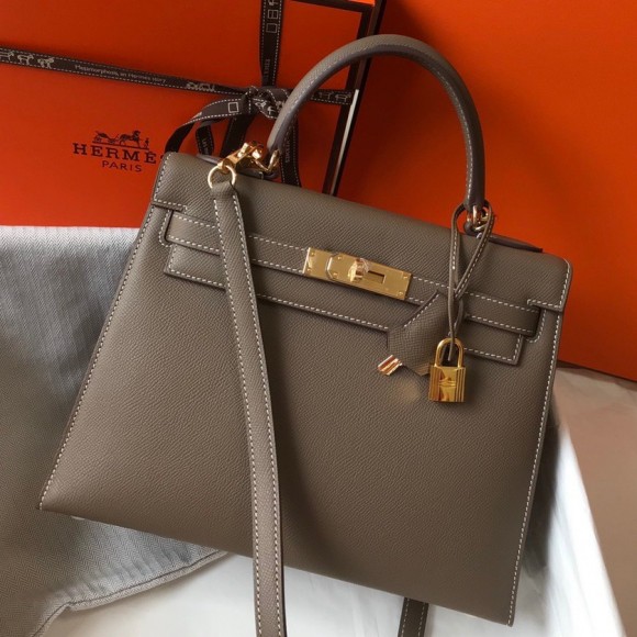 H**mes kelly 28cm sellier bag in taupe epsom calfskin ghw