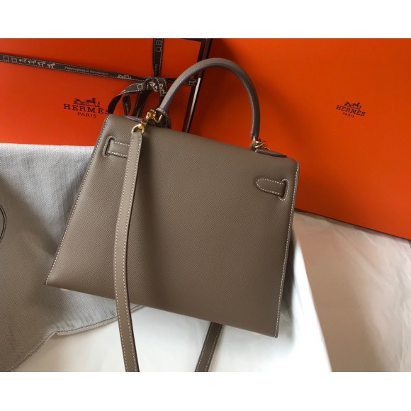 H**mes kelly 28cm sellier bag in taupe epsom calfskin ghw